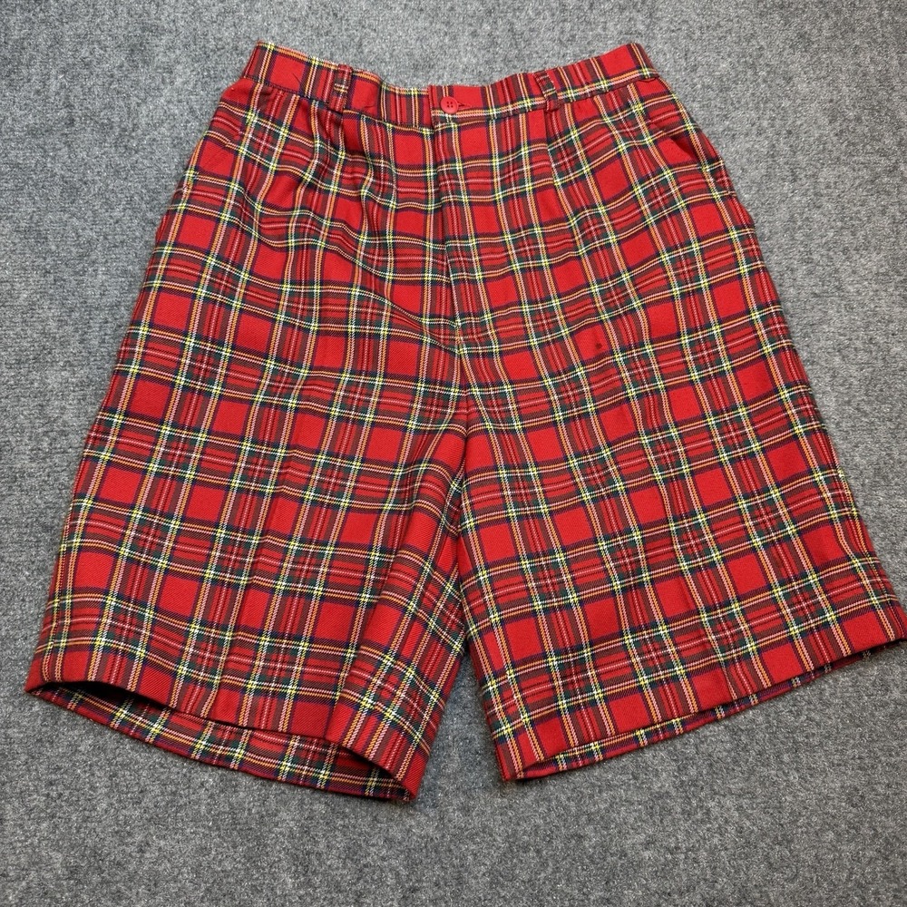 Vintage Haberdasher Red Tartan Plaid Shorts Size 9 1980's‎